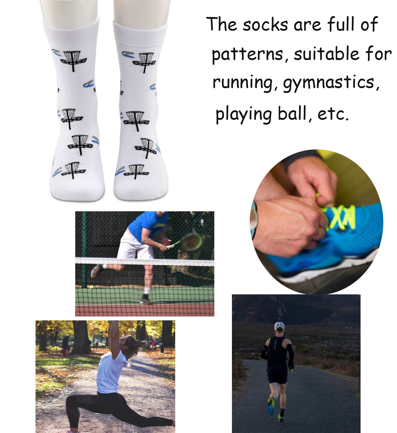 TSOTMO Disc Golf Socks Golfing Gift Disc Golf Sport Socks Gift For Disc Golf Lover Novelty Sport Socks For Men (BIG DISC)