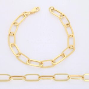 Nuragold 10k Yellow Gold 6mm Paperclip Elongated Rolo Cable Link Chain Bracelet, Womens Jewelry Lobster Clasp 7" 7.5" 8"