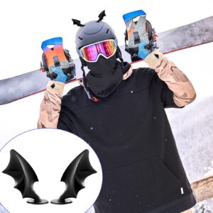 Lewtemi 4 Pairs Helmet Devil Horns Motorcycle Helmet Accessories Cat Ears Stick on Bike Helmet Devil Wings Horns with Adhesive Suction Cup Ski Helmet Accessories for Women Men, Black