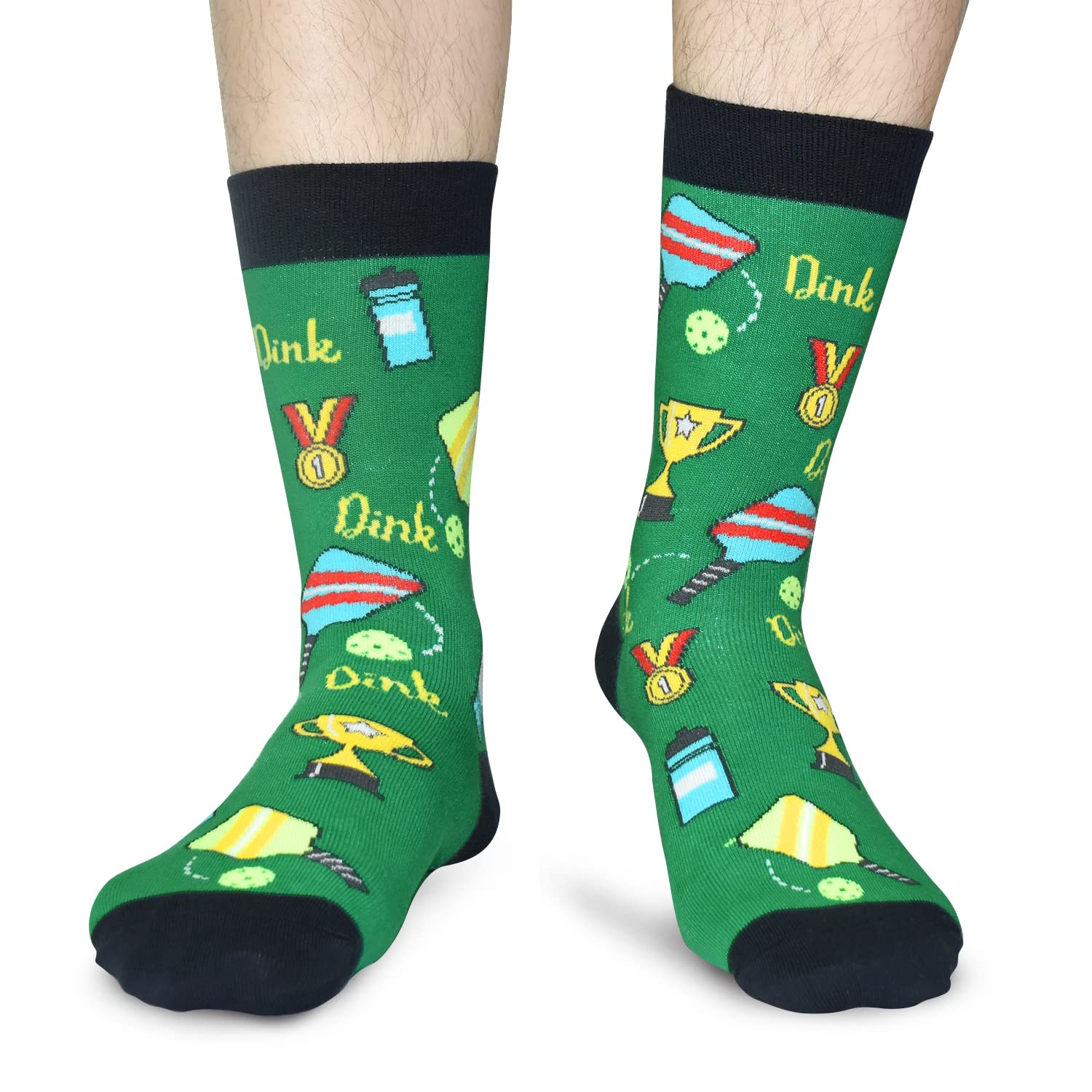 GOLIN Pickleball Socks for Men Funny Saying Crew Socks, Novelty Pickleball Gifts for Dad Grandpa