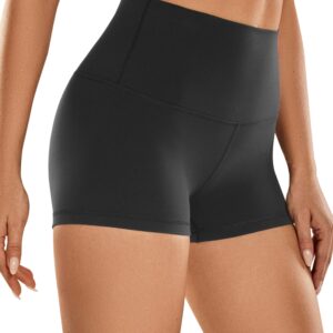 CRZ YOGA Womens Butterluxe Biker Shorts 2.5 Inches - High Waisted Yoga Workout Running Volleyball Spandex Booty Shorts Black Medium