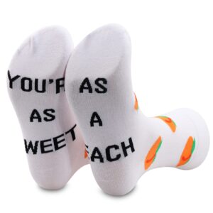 ZJXHPO Peach Crew Sock You’re As Sweet As A Peach Novelty Sock Peach Lover Gift Summer Fruit Sock Peach Gift (Peach sock)