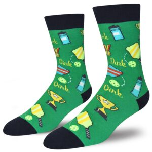 GOLIN Pickleball Socks for Men Funny Saying Crew Socks, Novelty Pickleball Gifts for Dad Grandpa