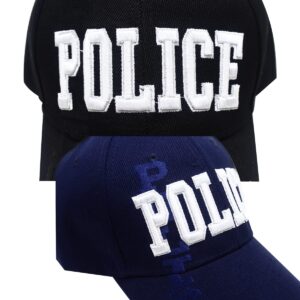 DailyCarry Black Blue Police Adjustable Baseball Cap Law Enforcement Officer Cops Gear 3D Embroidered Men Women Hat (Black)