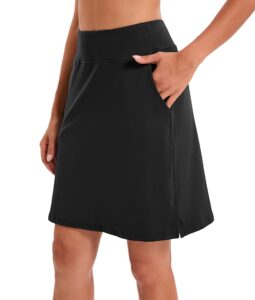 jhsnjnr womens golf skirts 20" knee length skorts with pockets summer athletic tennis skirts black