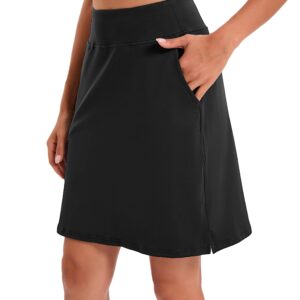 Jhsnjnr Womens Golf Skirts 20" Knee Length Skorts with Pockets Summer Athletic Tennis Skirts Black