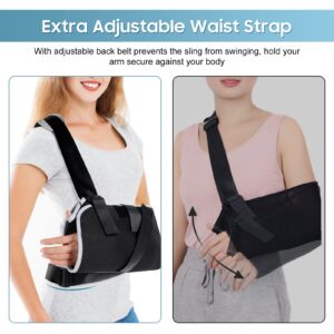 Arm Sling Shoulder Immobilizer with Back Belt, Breathable Lightweight Shoulder Sling Airflow Mesh Fabric Rotator Cuff Sling, Broken Arm Bandage for Shoulder Arm Injury Recovery