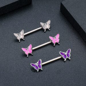 Piercing Butterfly Nipple Jewelry Bar Piercing Barbell for Women Nipple Ring 316L Body Piercing Jewelry Yellow