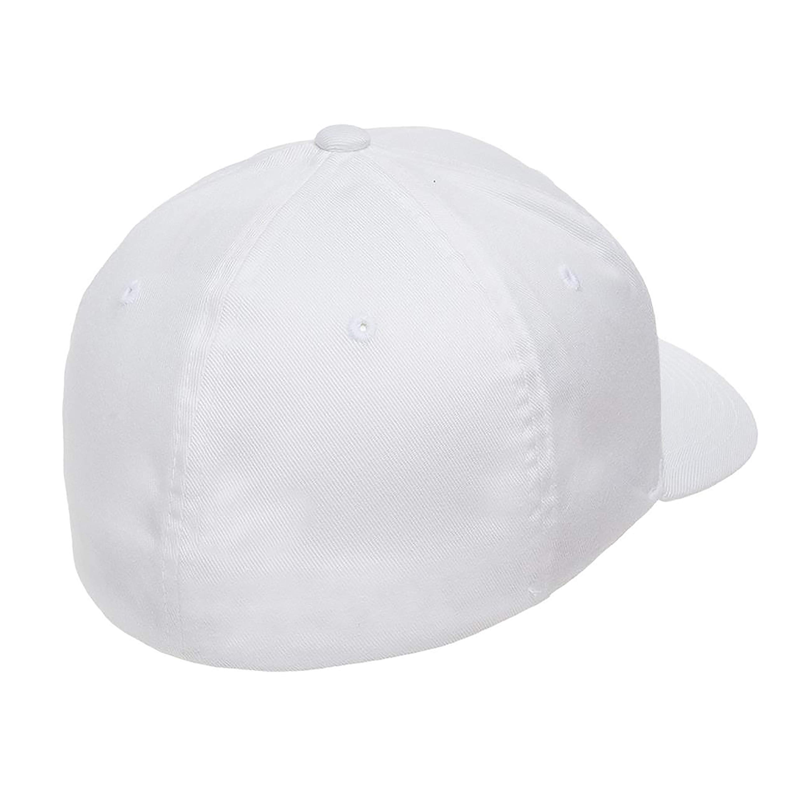 Custom Embroidered Flex Baseball hat. Flex Baseball 6277/6477 Baseball Cap. Place Your Own Logo or Design (S/M, White)