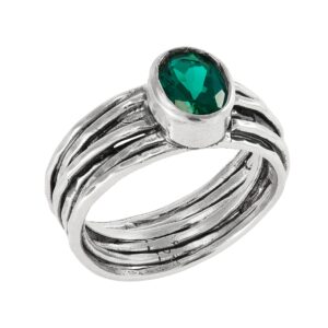 Silpada 'the Empowerment' Sterling Silver Lab-Created Emerald Ring, Size 7, Size 7