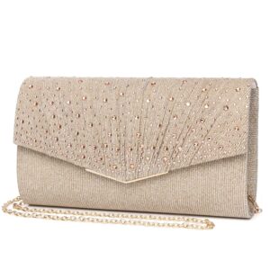 DETARA Women Evening Bags Glitter Sequins Clutch Purses for Women Shiny Envelope Handbag Formal Wedding Party Prom Purse(Champagne 307)