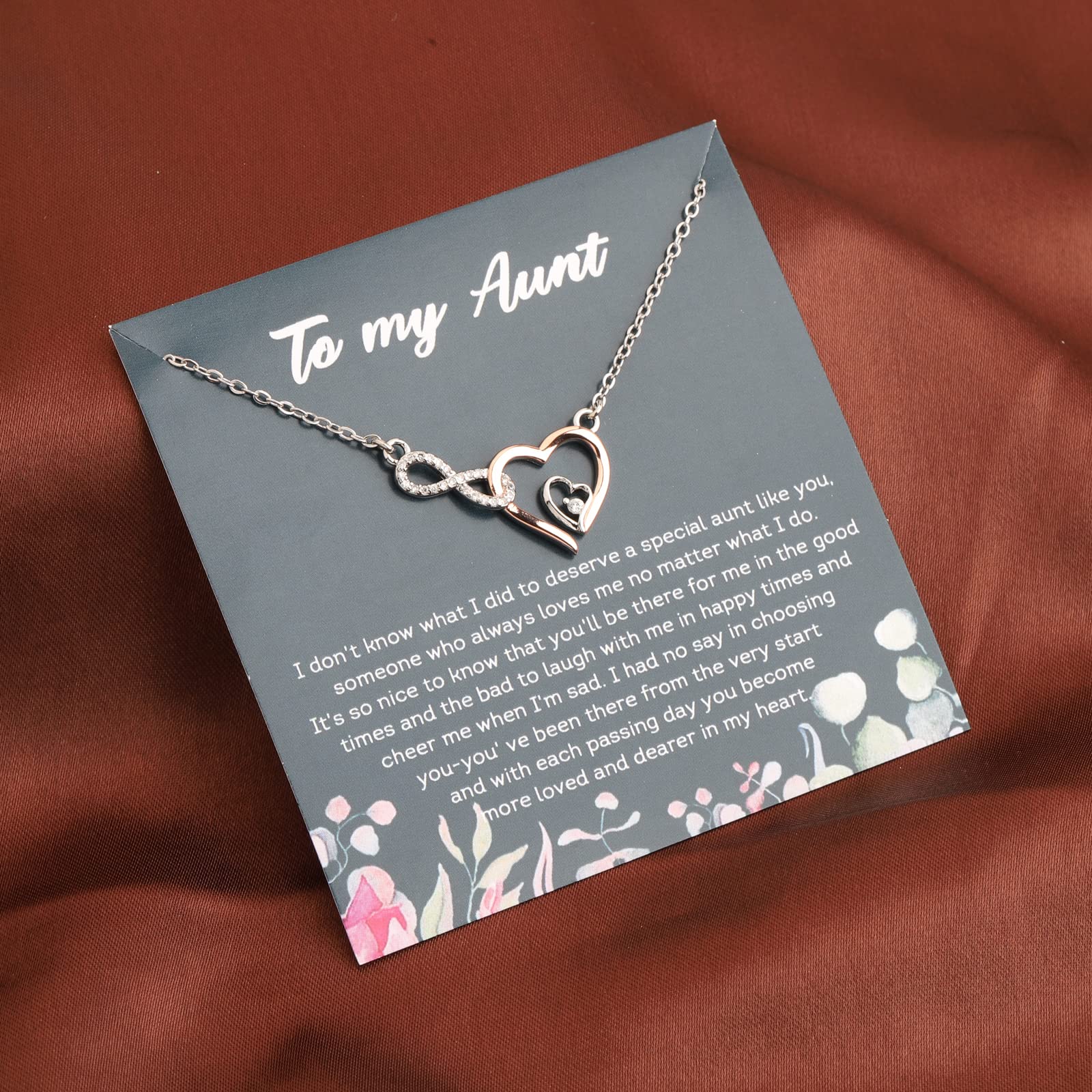 PLITI Aunt Gift From Nephew Niece To My Aunt Necklace Auntie gift Infinity Heart Pendant Aunt Appreciation Gift Special Aunt Jewelry (aunt Infinity Heart nec)