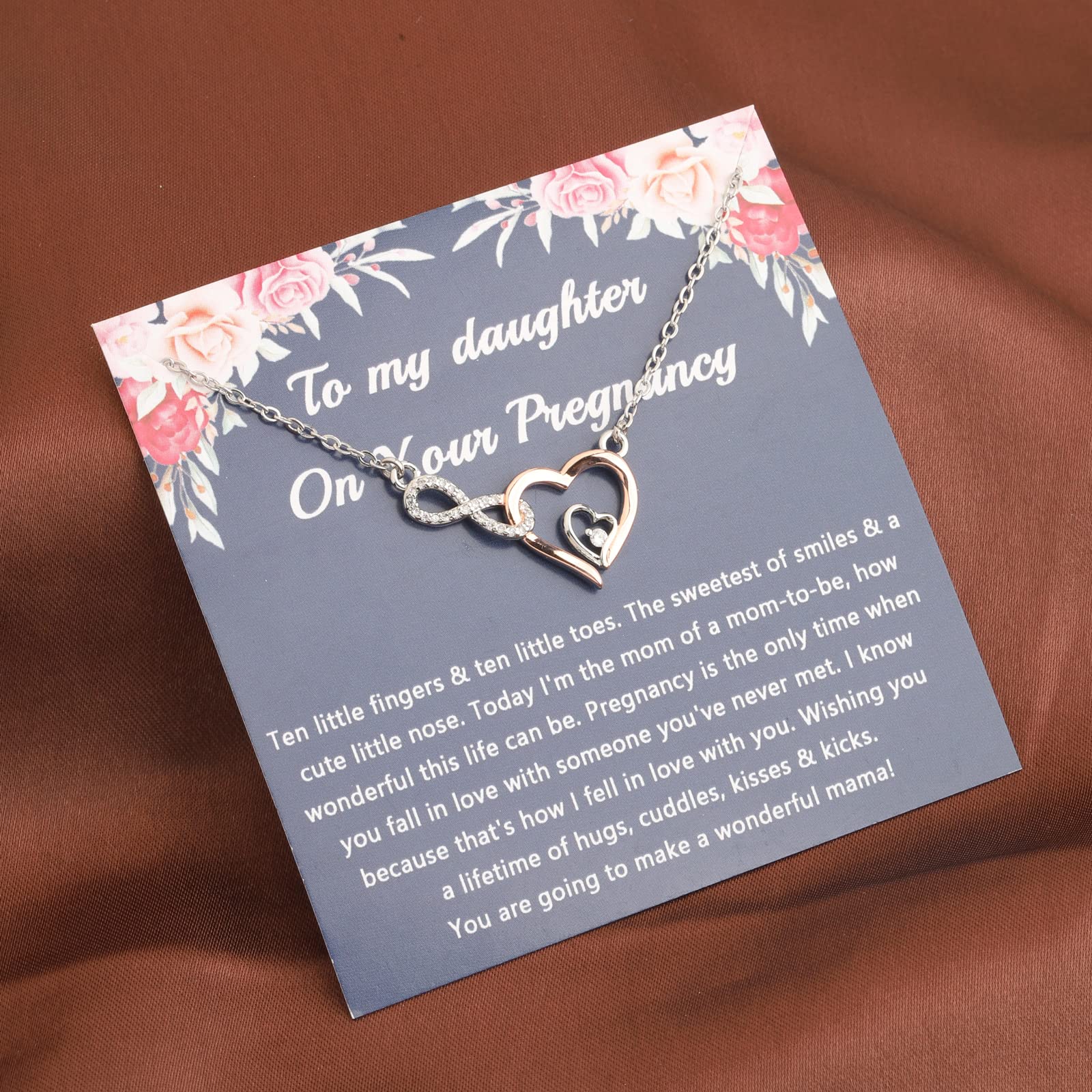 PLITI Pregnancy Gift For Daughter Pregnancy Congratulation Gift Infinity Heart Necklace To My Daughter On Your Pregnancy Jewelry Mom To Be Gift (daughter Pregnancy Infinity Heart nec)