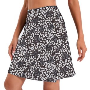 Jhsnjnr Womens Tennis Skirts High Waisted Golf Skorts Skirts Knee Length Active Athletic Skort Black Floral