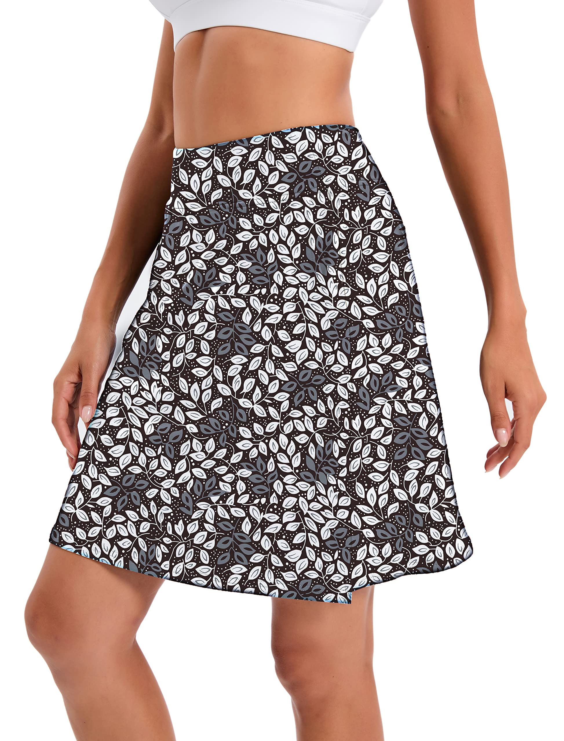 Jhsnjnr Womens Tennis Skirts High Waisted Golf Skorts Skirts Knee Length Active Athletic Skort Black Floral