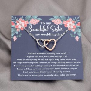 BLEOUK Sister Necklace Sister of The Bride Gifts from Bride Sister Wedding Gift from Brid Thank You Sister Jewelry (To my Beautiful Sister)