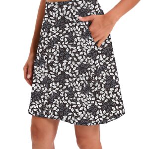 Jhsnjnr Womens Tennis Skirts High Waisted Golf Skorts Skirts Knee Length Active Athletic Skort Black Floral