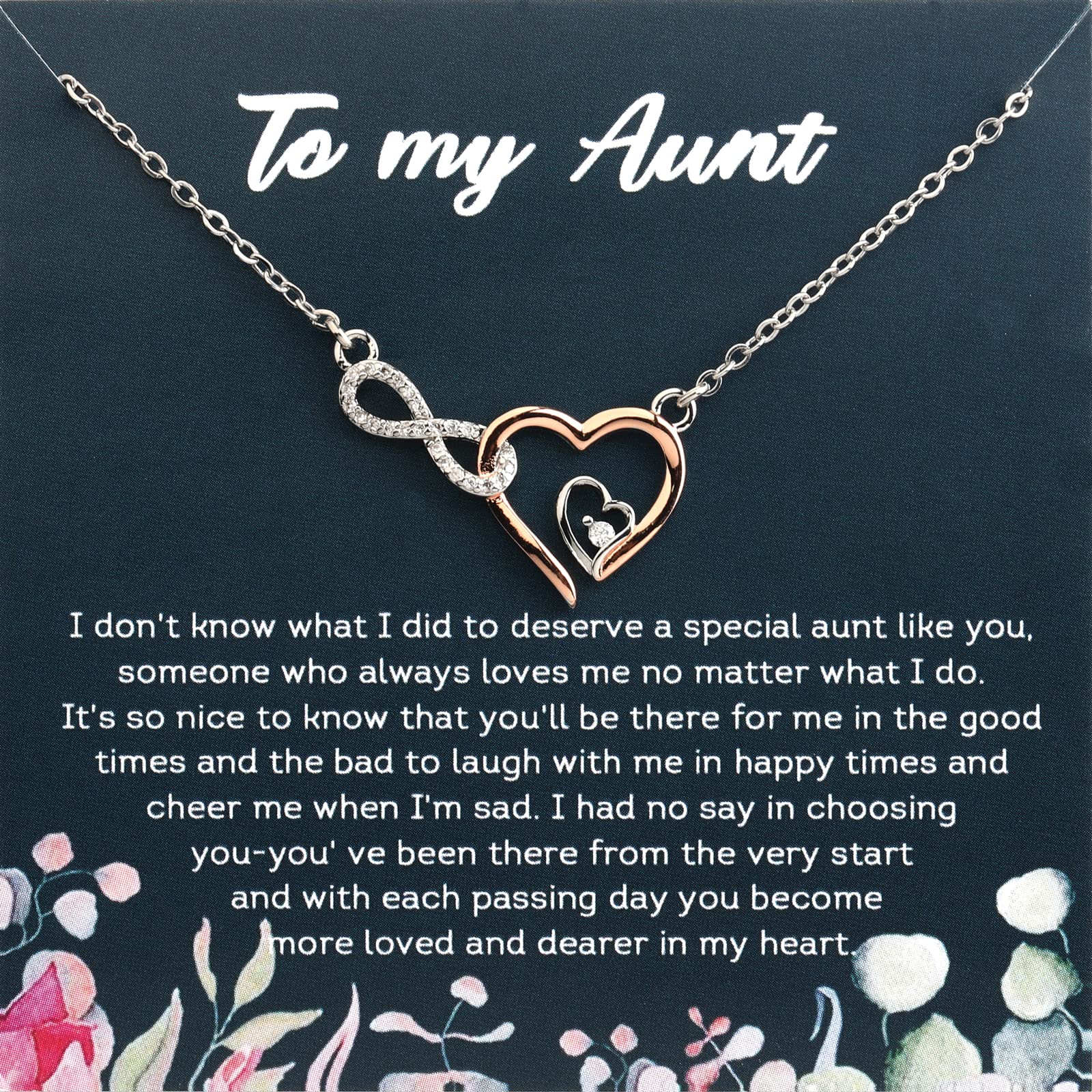 PLITI Aunt Gift From Nephew Niece To My Aunt Necklace Auntie gift Infinity Heart Pendant Aunt Appreciation Gift Special Aunt Jewelry (aunt Infinity Heart nec)