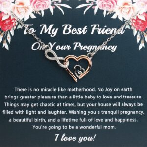 PLITI Pregnancy Gift For Best Friend Pregnancy Congratulation Gift Infinity Heart Necklace Mom To Be Gift For Bestie Expecting Mom Gift (Friend Pregnancy Infinity Heart nec)