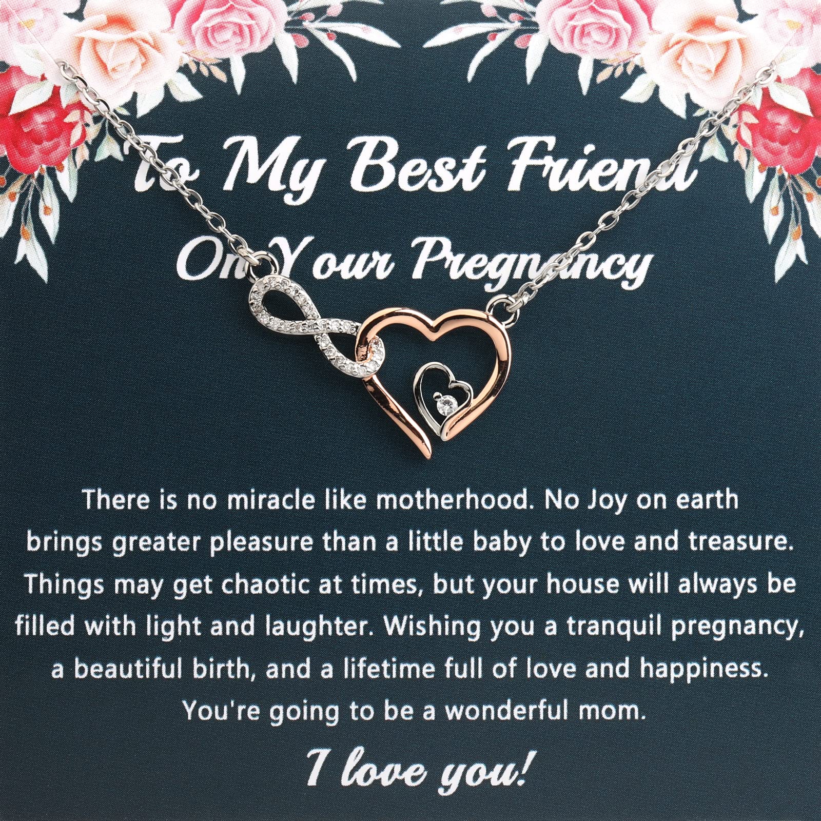 PLITI Pregnancy Gift For Best Friend Pregnancy Congratulation Gift Infinity Heart Necklace Mom To Be Gift For Bestie Expecting Mom Gift (Friend Pregnancy Infinity Heart nec)