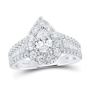 14kt white gold pear diamond halo bridal wedding engagement ring 2 cttw