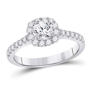 14kt white gold round diamond halo bridal wedding engagement ring 1 cttw