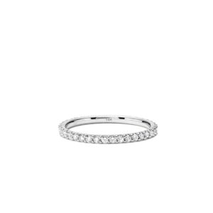 Aojun 14K Gold Vermeil S925 Sterling Silver CZ Simulated Diamond Statement Stackable Ring Eternity Bands V Ring for Women (S925 Sterling Silver, 5)