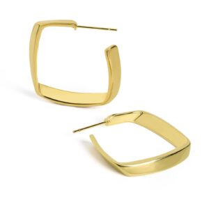 vaoruteng 14 Karat Gold Hoop Earrings Gold Earirngs for Womens Square Simple Hoop Jewelry Lightweight Hypoallergenic Earrings for Gift 1