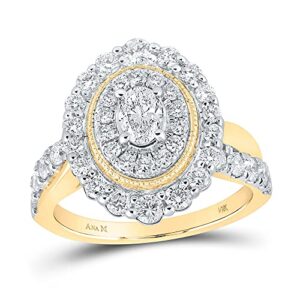 14kt yellow gold oval diamond halo bridal wedding engagement ring 1-1/2 cttw