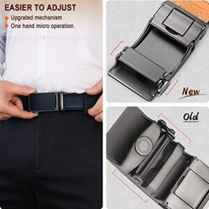 KEMISANT Belt Men, Sliding Ratchet Belt Genuine Leather For Gift Mens Dress Pants Oxfords,Size Adjustable(Purplish Blue,30"-36" Waist Adjustable)