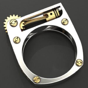 HUKQBUNX 925 Sterling Silver Unique Design Mechanical Gear Steampunk Two-Color Men's and Women's Universal Ring Size 6-10 (Size 10), Clear