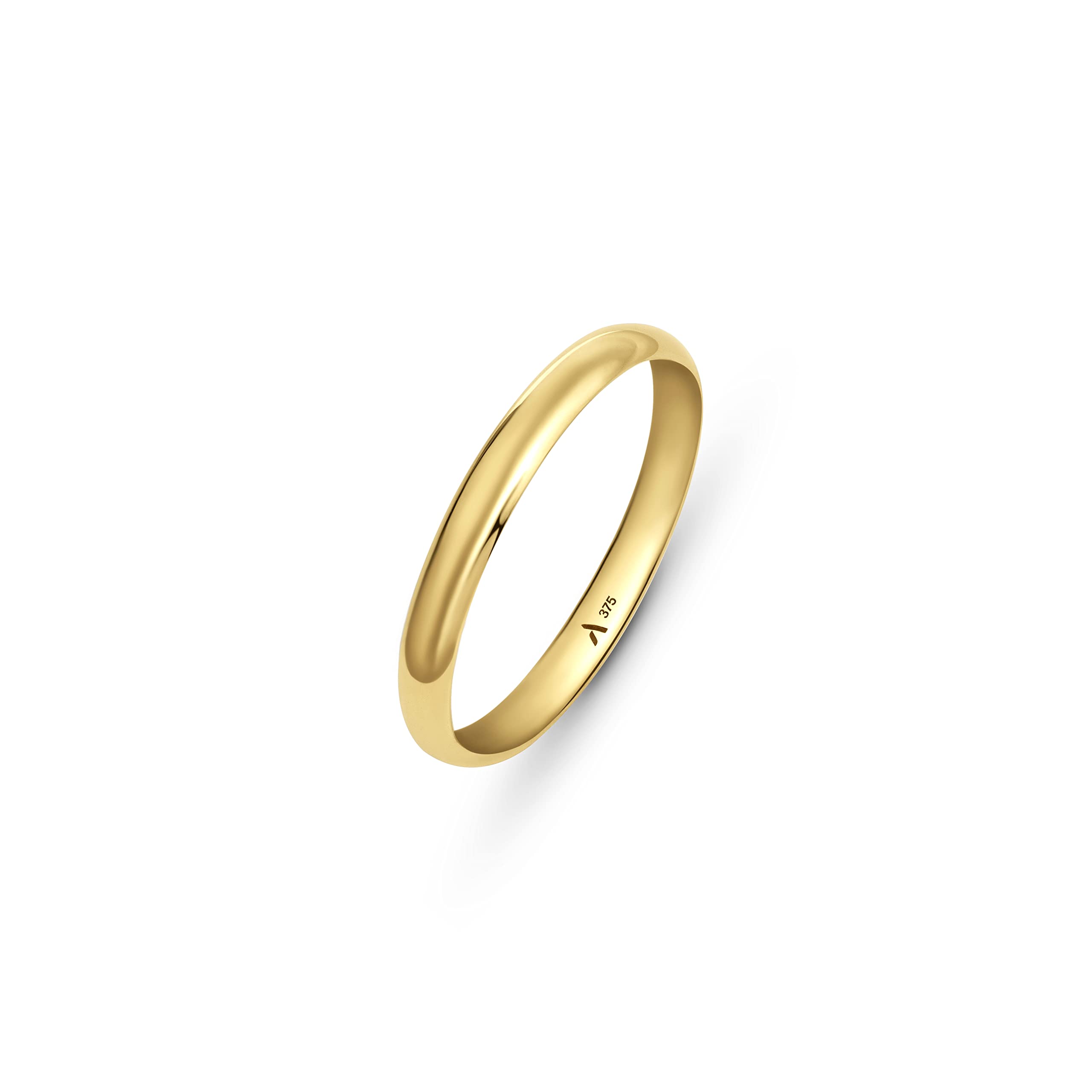 Amberta Allure Unisex 9K Yellow Gold Wedding Band: Thickness 2.5 mm - Size 6.75