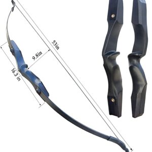 Monsour Archery 53" Takedown Recurve Bow and Arrows Set for Adults Metal Riser Longbow Kit Right Hand Straight Bow for Beginner Hunting Shooting Practice 30 40lb （30lb）