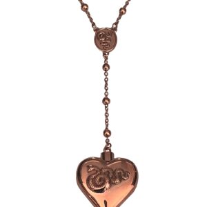 Rose Gold Saint Lana Rey LDR Style Stash Necklace/Rosary Chain/Hollow Pendent/Heart Shaped With Snakes and Spoon