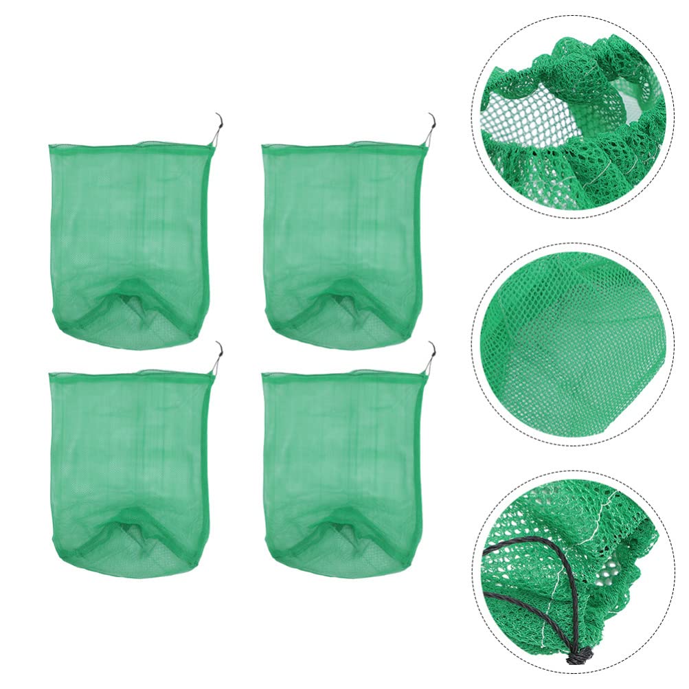 BESPORTBLE 4Pcs Portable Nylon Fishing Net Diving Fish Net Bag Drawstring Fish Catching Net