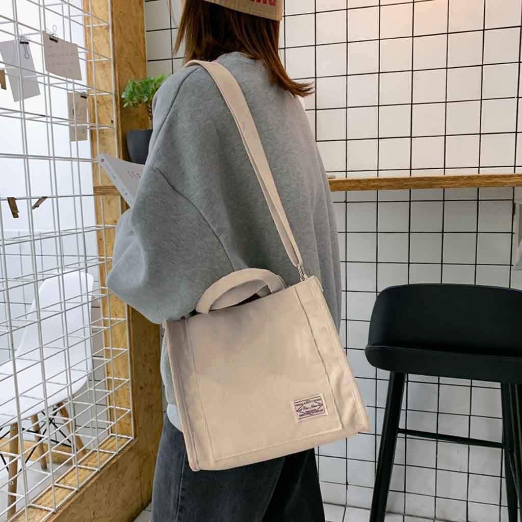 RUIVE Bag Messenger Canvas Women's Handbag Corduroy Fashion Bag Casual Shoulder Bag Shoulder Tote Bag for Women (White, one size)