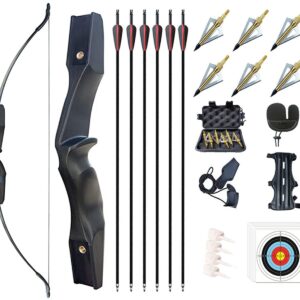 Monsour Archery 53" Takedown Recurve Bow and Arrows Set for Adults Right Hand Longbow Kit Straight Bow for Beginner Shooting Practice 30 40lb (30lb)