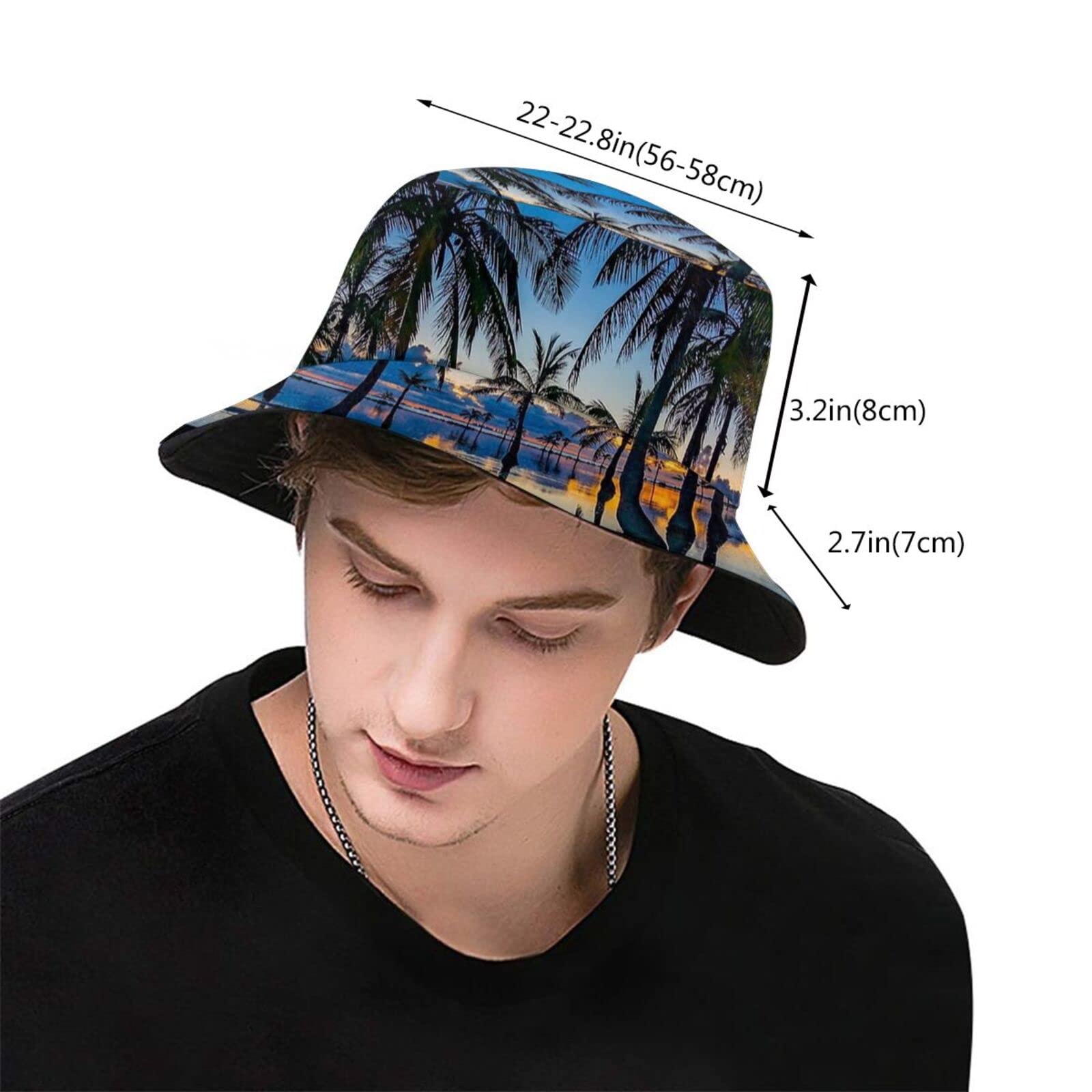 Tropical Hawaiian Beach Bucket Hats Fashion Hawaii Sun Cap Packable Outdoor Fisherman Hat for Women and Men