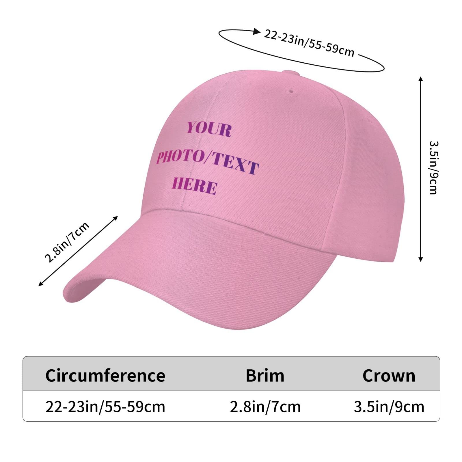 Custom Hat Design Your Photo Text Logo Personalized Baseball Cap Adjustable Trucker Dad Hats for Men Women Pink