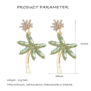 Fashion Trendy Palm Tree Earrings for Women,Bling Unique CZ Tropical Earrings Plant Leaf Drop Dangle Earrings,Funky Novelty Vacation Summer Boho Hawaiian Holiday Cute Jewelry(white green)