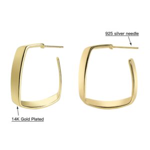 vaoruteng 14 Karat Gold Hoop Earrings Gold Earirngs for Womens Square Simple Hoop Jewelry Lightweight Hypoallergenic Earrings for Gift 1