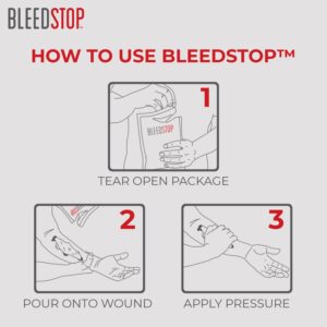 BleedStop™ First Aid Powder for Blood Clotting, Trauma Kit, Blood Thinner Patients, Camping Safety, and Survival Equipment for Moderate to Severe Bleeding Wounds or Nosebleeds (Double 4 Pack 15g)