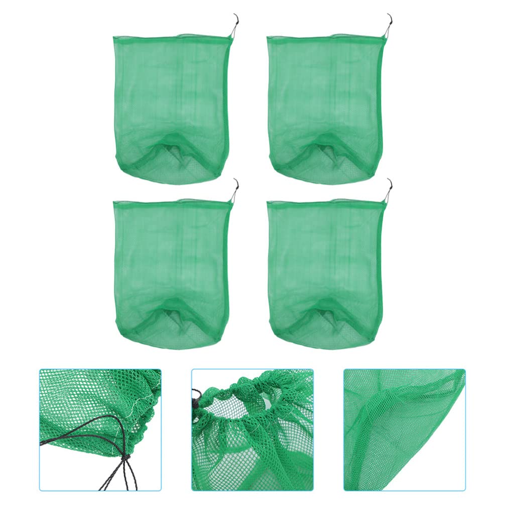 BESPORTBLE 4Pcs Portable Nylon Fishing Net Diving Fish Net Bag Drawstring Fish Catching Net