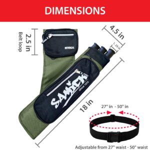 SAMICK SPORTS Archery Arrow Quiver - Adjustable Waist Hanged Quiver with 3 Removable Tubes & Pockets for Archery Arrows Case & Equipment - Ideal for Hunting & Target Practice - Right Handed Only