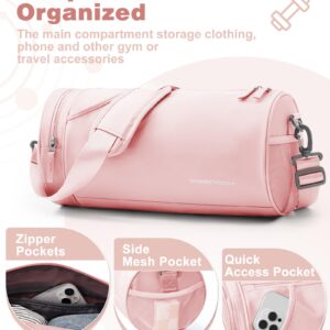 Small Gym Bag for Women,Waterproof Workout Bag Mini Duffle Bag Womens Spotrs Gym Bags Small Travel Duffel Bag with Wet Pocket Carry on Weekender Bags for Dance Swimming,Gym,Yoga,Fitness Pink