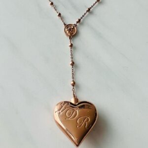 Rose Gold Saint Lana Rey LDR Style Stash Necklace/Rosary Chain/Hollow Pendent/Heart Shaped With Snakes and Spoon