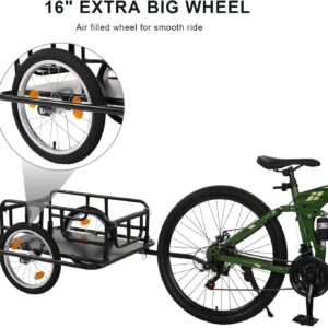 YEZIYIYFOB Bike Cargo Trailer with Universal Bike Hitch Bicycle Wagon Trailer Large Loading Bike Trailer Storage Cart with 15.4" Wheels & Reflectors