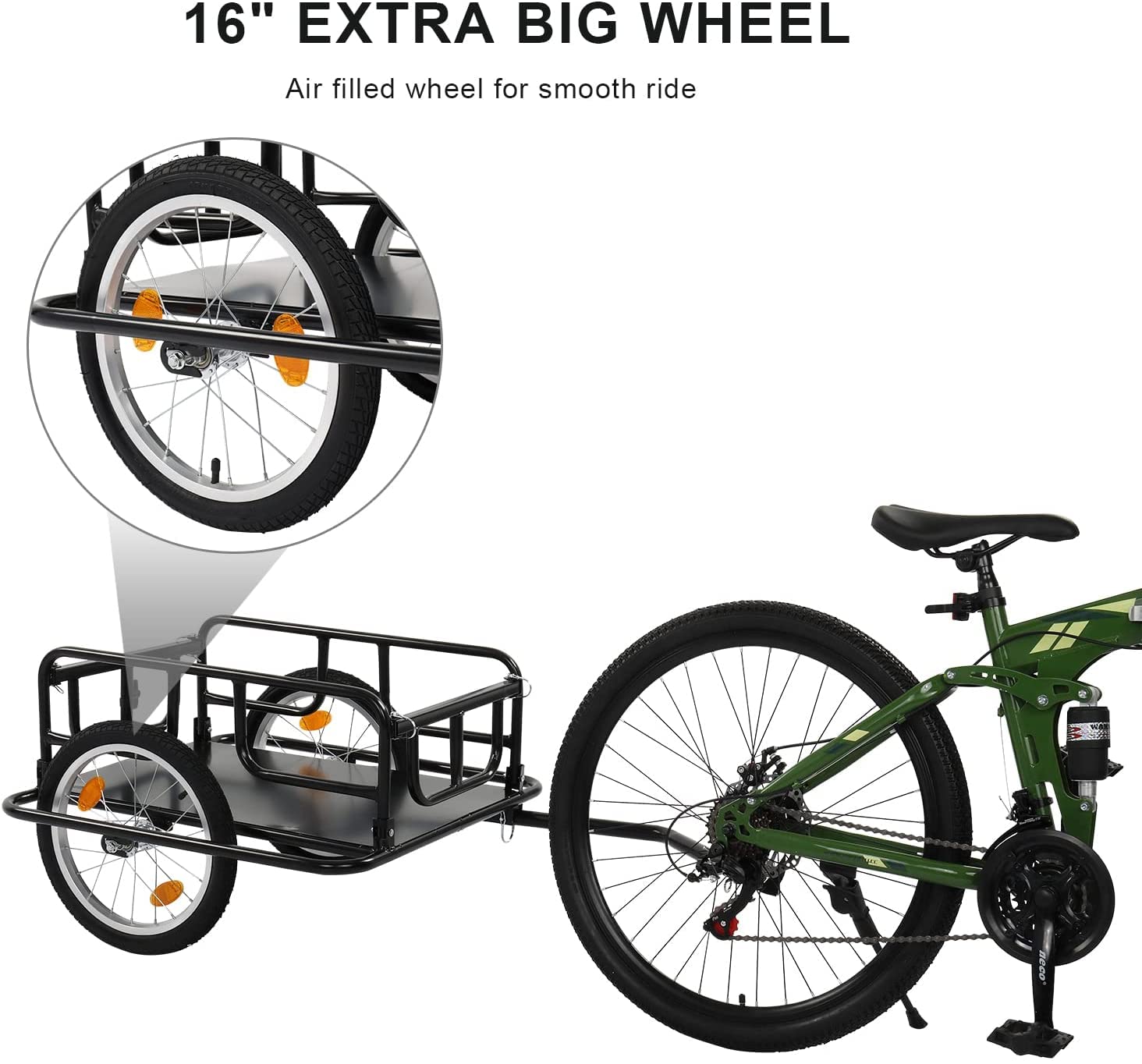 YEZIYIYFOB Bike Cargo Trailer with Universal Bike Hitch Bicycle Wagon Trailer Large Loading Bike Trailer Storage Cart with 15.4" Wheels & Reflectors