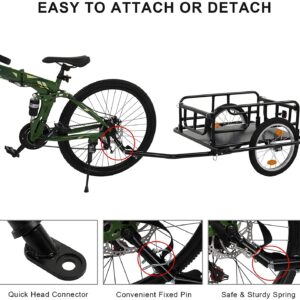 YEZIYIYFOB Bike Cargo Trailer with Universal Bike Hitch Bicycle Wagon Trailer Large Loading Bike Trailer Storage Cart with 15.4" Wheels & Reflectors