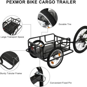 YEZIYIYFOB Bike Cargo Trailer with Universal Bike Hitch Bicycle Wagon Trailer Large Loading Bike Trailer Storage Cart with 15.4" Wheels & Reflectors